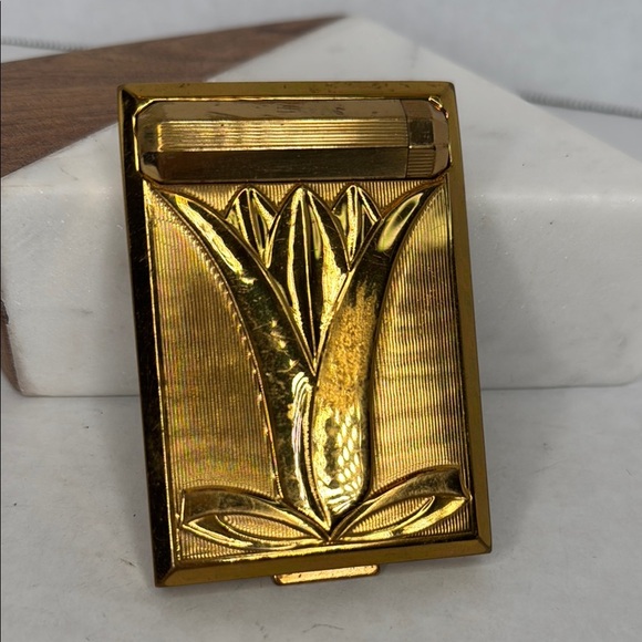 Antique Other - 1930's Richard Hudnut Mid-century Vintage Gold Compact with Lipstick Lot M10
